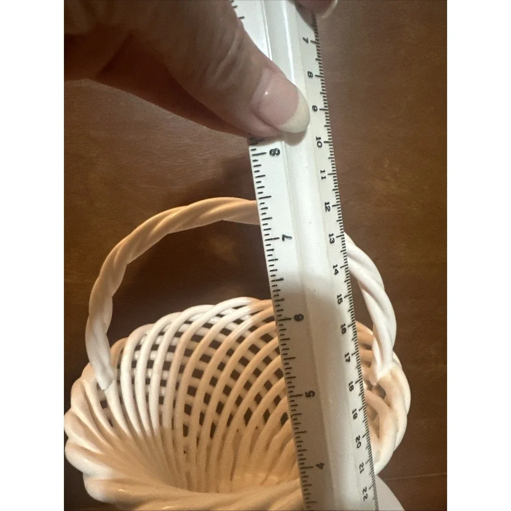 Vintage Ceramic Woven Basket With Handle